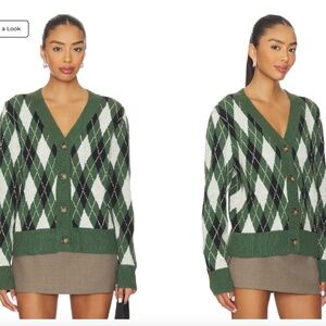 All The Ways Women's Green Argyle Cardigan